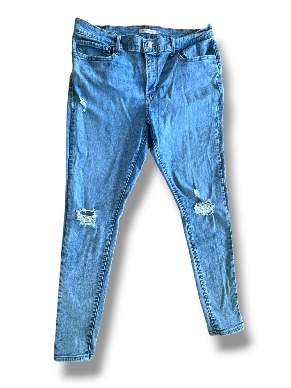 Levi’s 710 Super Skinny Jeans W33 L30 Light Wash Distressed Stretch Denim Skinny